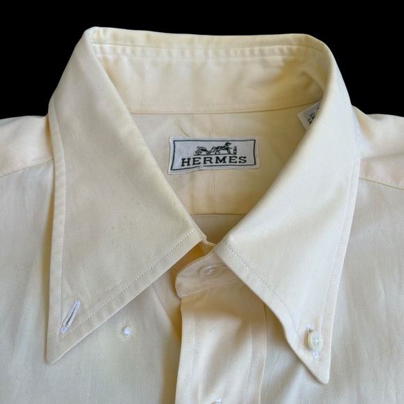 Authentic vintage Hermes dress shirt embroidered pocket logo size 41-16 “AS IS” - Picture 10 of 11